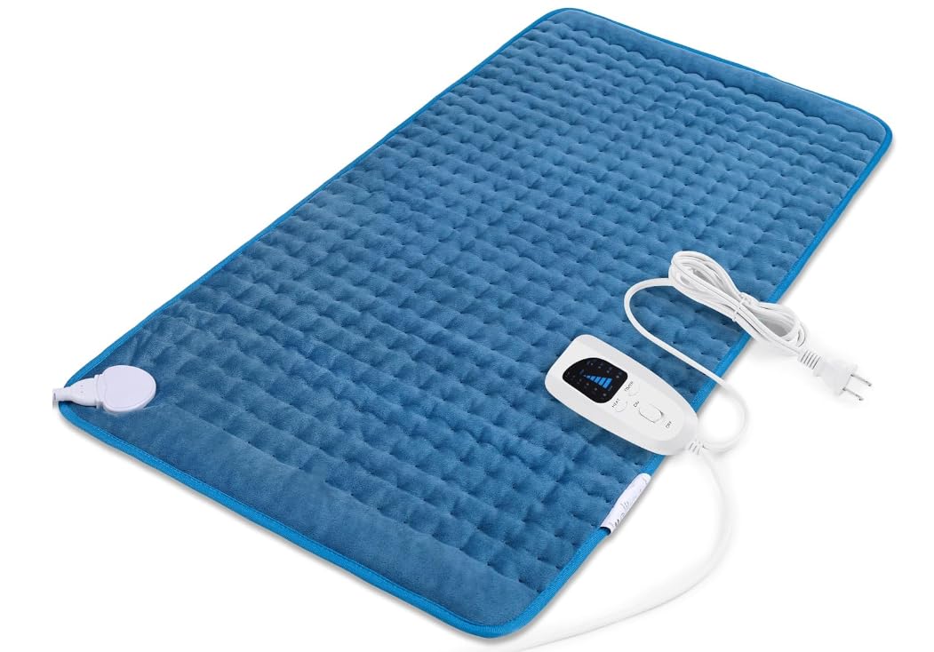 Heating Pad,Electric Heating Pads for Back,Neck,Abdomen,Fathers Day Dad Gifts,Moist Heating Pad for Shoulder,Knee,Arms,Legs,Dry/Moist Heat & Auto Shut Off,Birthday Gifts for Men(Light Gray, 24''×12'')