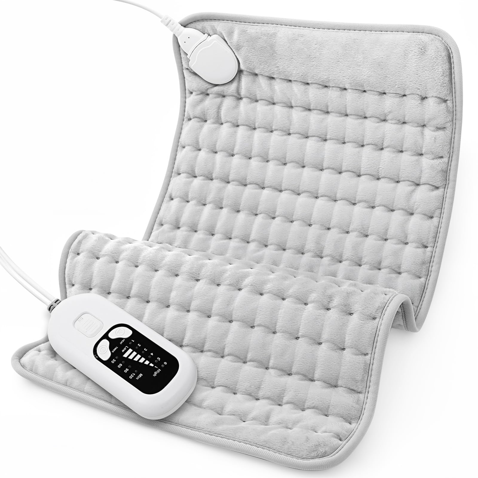 Heating Pad,Electric Heating Pads for Back,Neck,Abdomen,Fathers Day Dad Gifts,Moist Heating Pad for Shoulder,Knee,Arms,Legs,Dry/Moist Heat & Auto Shut Off,Birthday Gifts for Men(Light Gray, 24''×12'') Thai Therapy by Maria