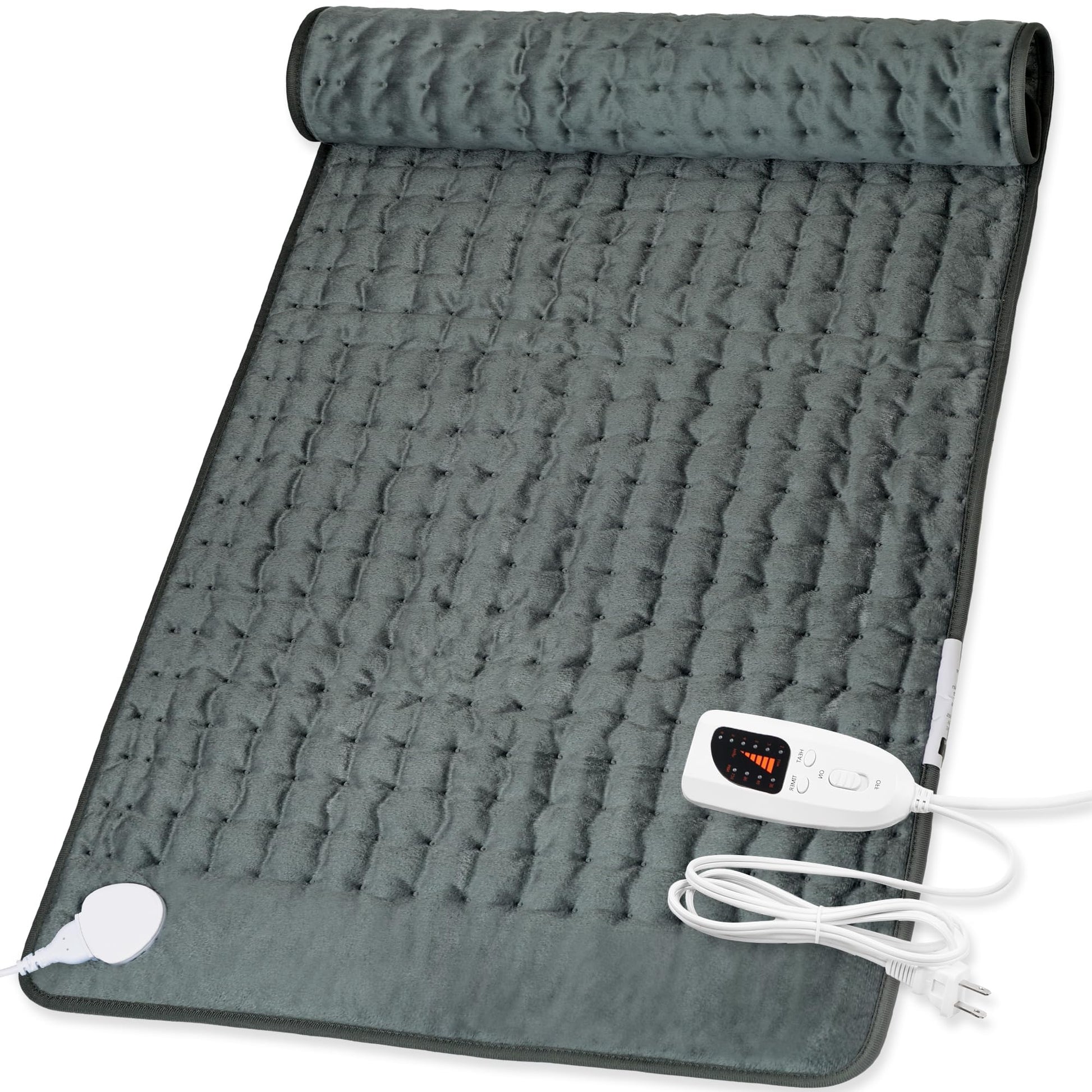 Heating Pad,Electric Heating Pads for Back,Neck,Abdomen,Fathers Day Dad Gifts,Moist Heating Pad for Shoulder,Knee,Arms,Legs,Dry/Moist Heat & Auto Shut Off,Birthday Gifts for Men(Light Gray, 24''×12'')