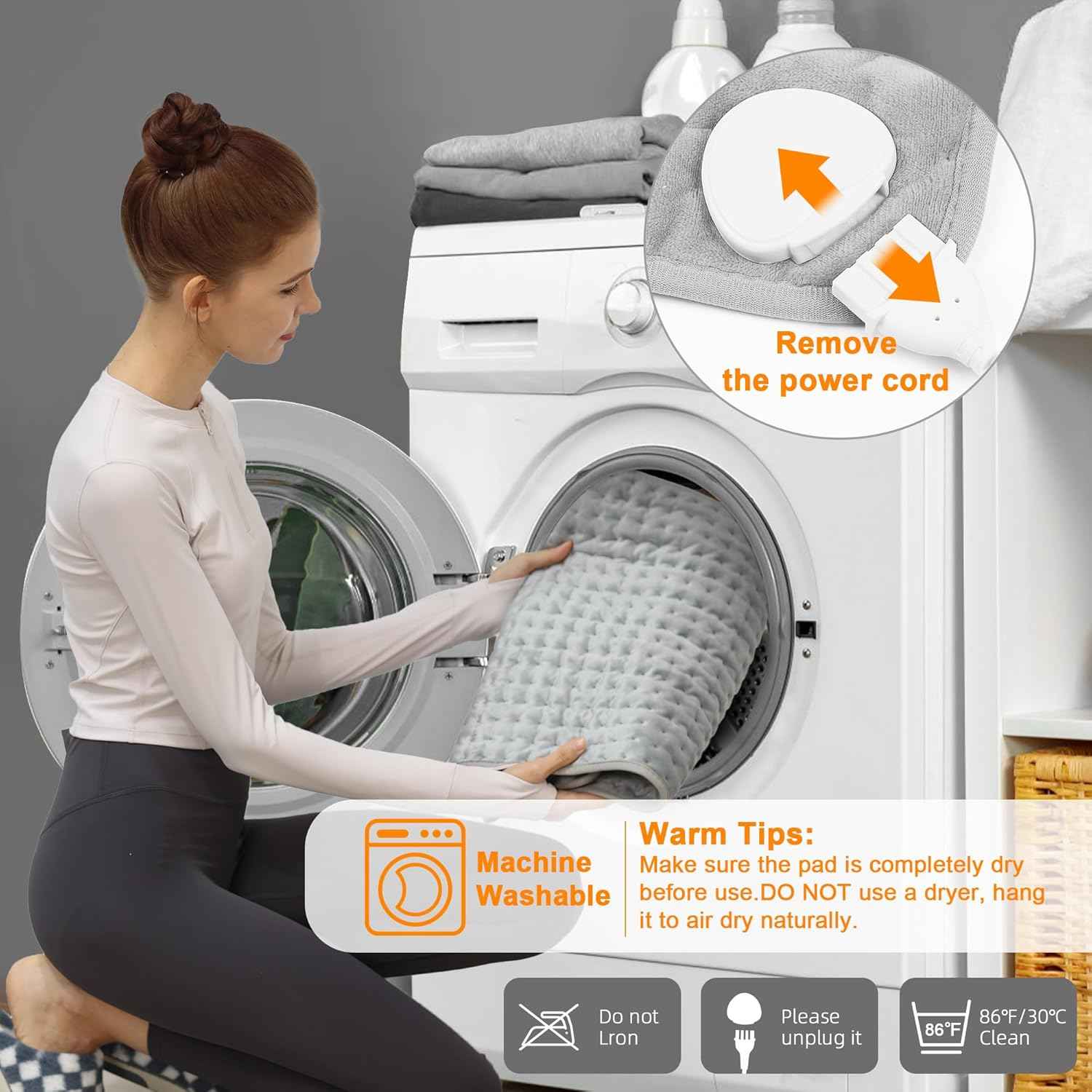 Heating Pad,Electric Heating Pads for Back,Neck,Abdomen,Fathers Day Dad Gifts,Moist Heating Pad for Shoulder,Knee,Arms,Legs,Dry/Moist Heat & Auto Shut Off,Birthday Gifts for Men(Light Gray, 24''×12'') Thai Therapy by Maria