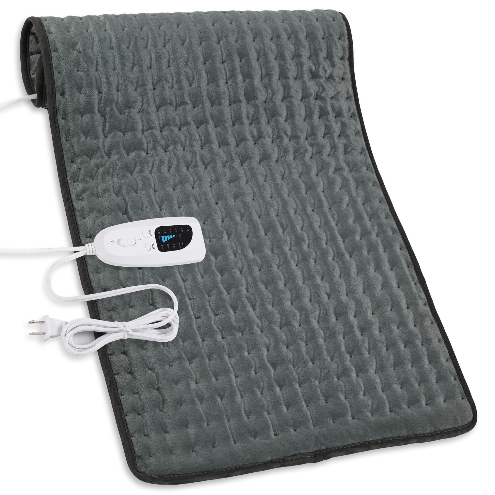 Heating Pad,Electric Heating Pads for Back,Neck,Abdomen,Fathers Day Dad Gifts,Moist Heating Pad for Shoulder,Knee,Arms,Legs,Dry/Moist Heat & Auto Shut Off,Birthday Gifts for Men(Light Gray, 24''×12'')