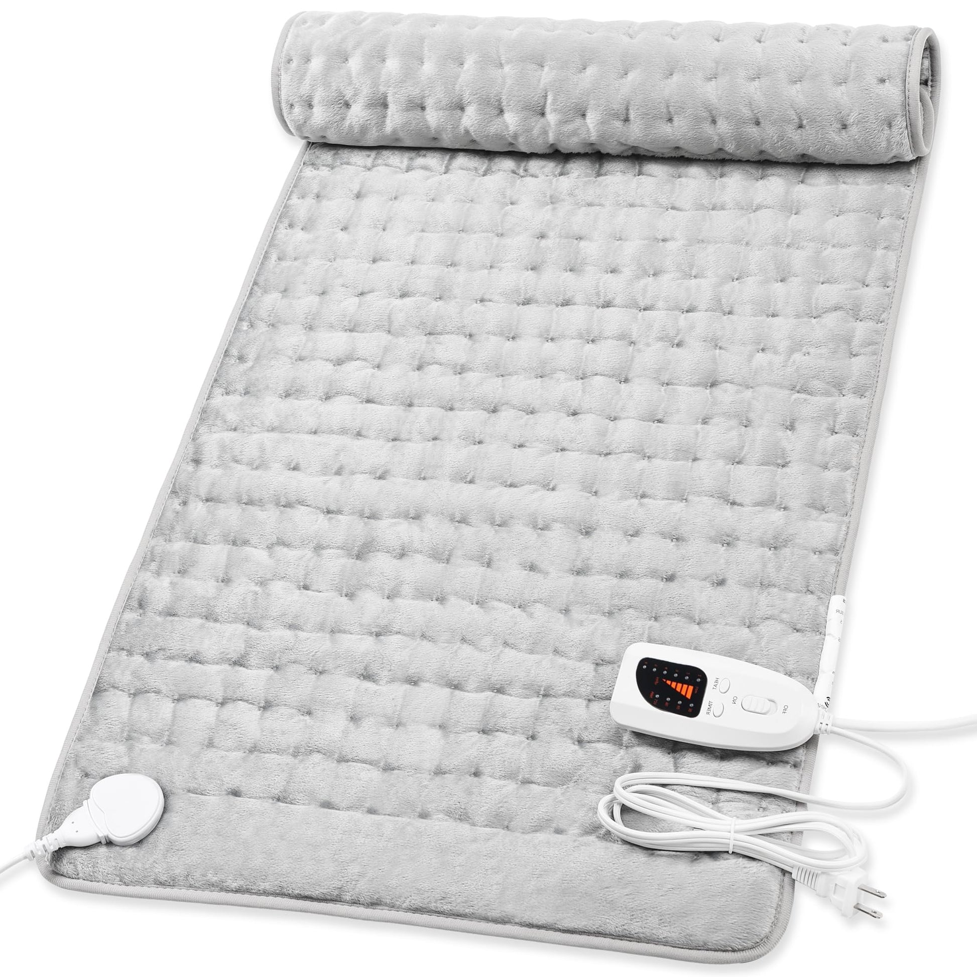 Heating Pad,Electric Heating Pads for Back,Neck,Abdomen,Fathers Day Dad Gifts,Moist Heating Pad for Shoulder,Knee,Arms,Legs,Dry/Moist Heat & Auto Shut Off,Birthday Gifts for Men(Light Gray, 24''×12'') Thai Therapy by Maria