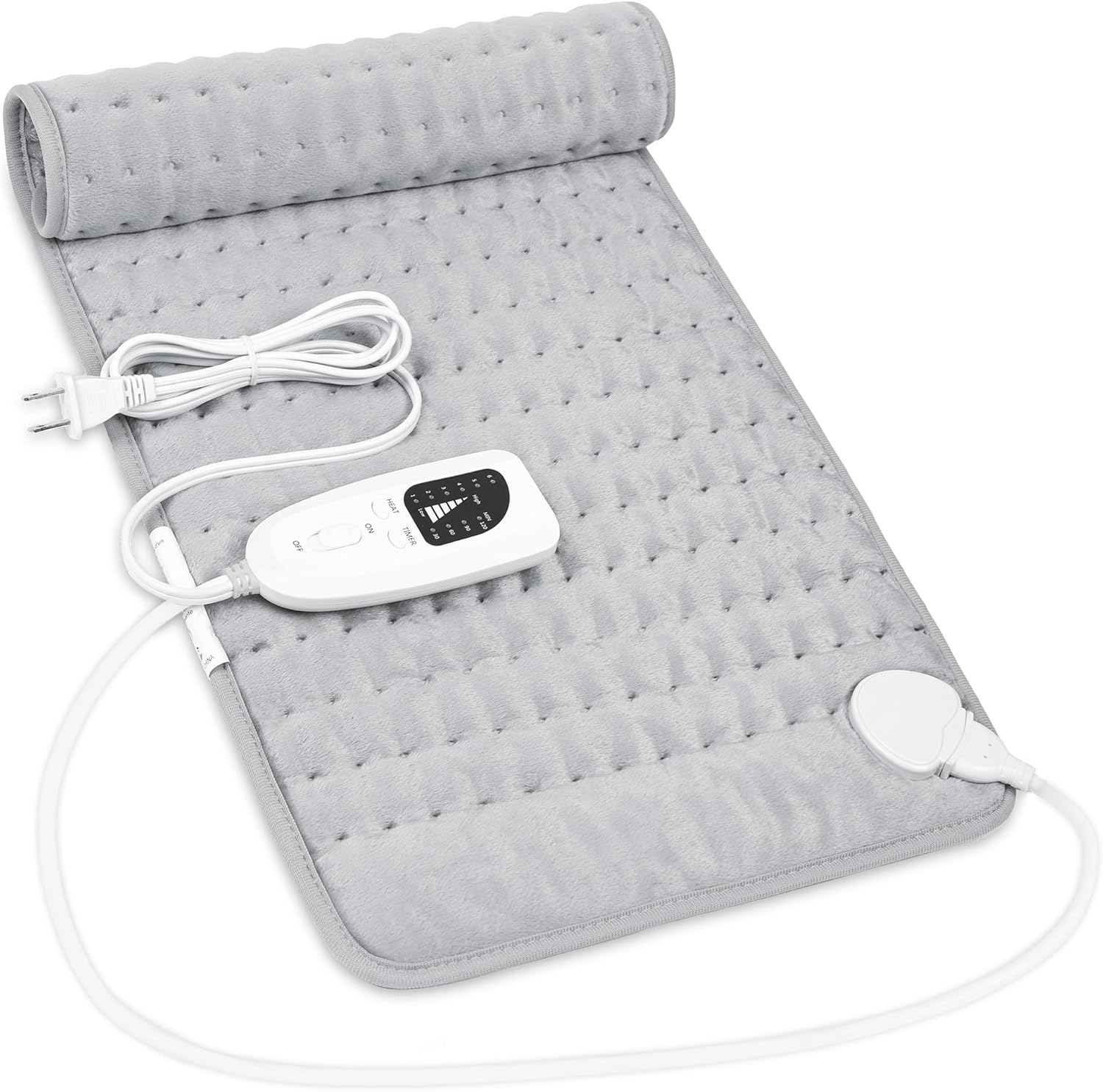 Heating Pad,Electric Heating Pads for Back,Neck,Abdomen,Fathers Day Dad Gifts,Moist Heating Pad for Shoulder,Knee,Arms,Legs,Dry/Moist Heat & Auto Shut Off,Birthday Gifts for Men(Light Gray, 24''×12'')