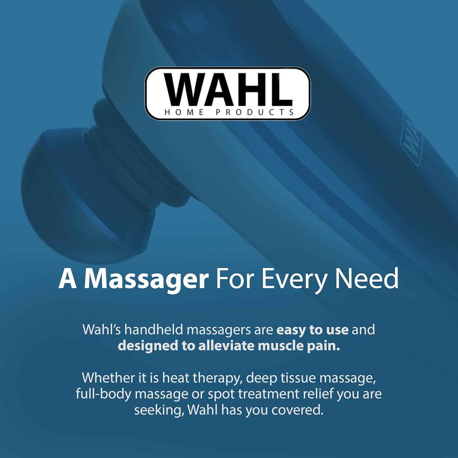 Wahl Deep Tissue Corded Long Handle Percussion Massager - Handheld Therapy with Variable Intensity to Relieve Pain in The Back, Neck, Shoulders, Muscles, & Legs – FSA Eligible - Model 4290-300 Thai Therapy by Maria