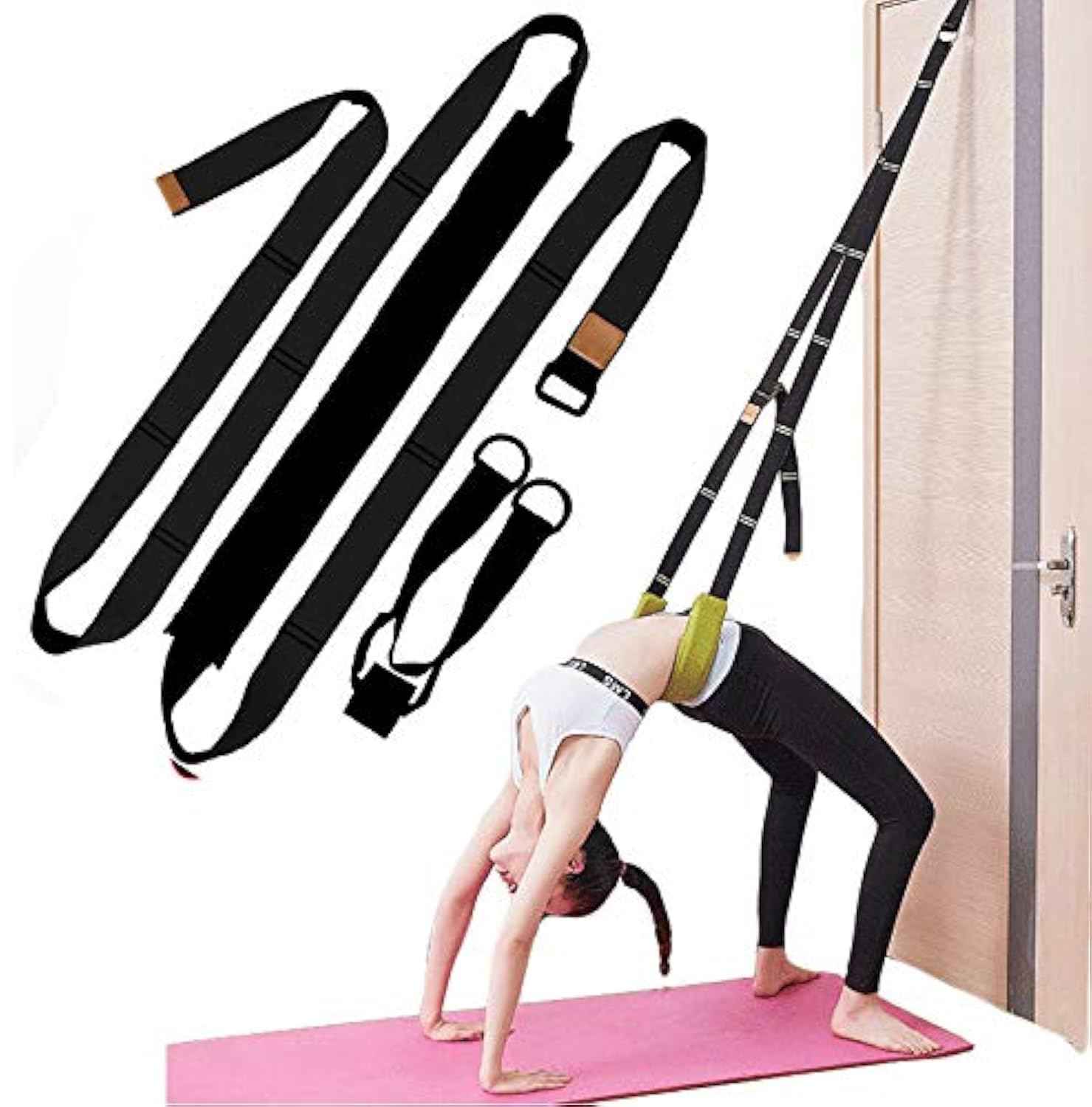 Yoga Fitness Stretching Strap, Door Flexibility Stretching Strap, Improve Leg Waist Back Flexibility Back Bend Assist Trainer, for Rehab Pilates Ballet Dance Cheerleading Splits Gymnastics Thai Therapy by Maria