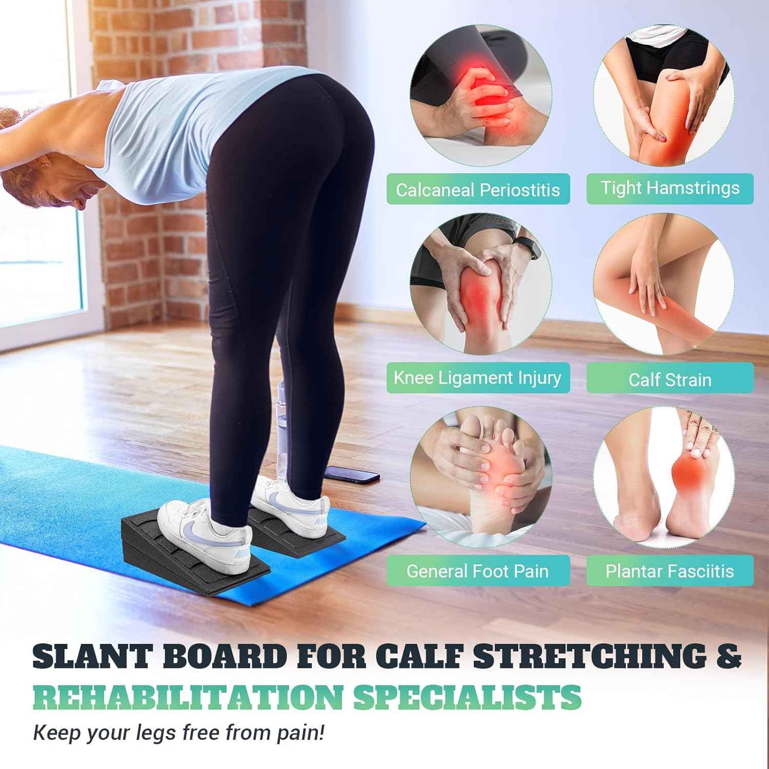 Slant Board for Calf Stretching, 5 Adjustable Angles Incline Board for Squat Wedge, 480 lbs Weight Capacity Calf Stretch Yoga Foam Wedge for Exercise, Squat, Ankle Mobility & Physical Therapy Thai Therapy by Maria