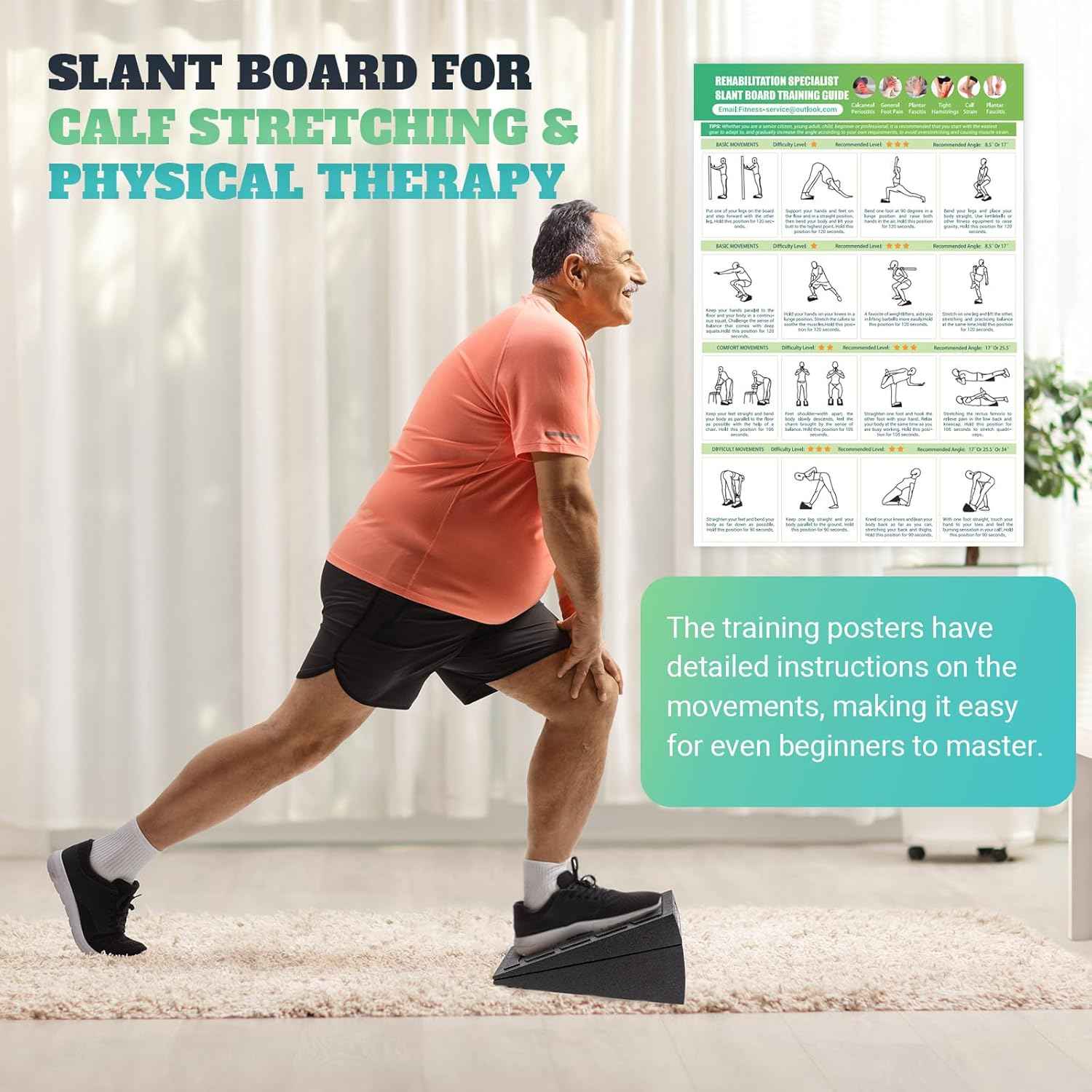 Slant Board for Calf Stretching, 5 Adjustable Angles Incline Board for Squat Wedge, 480 lbs Weight Capacity Calf Stretch Yoga Foam Wedge for Exercise, Squat, Ankle Mobility & Physical Therapy Thai Therapy by Maria