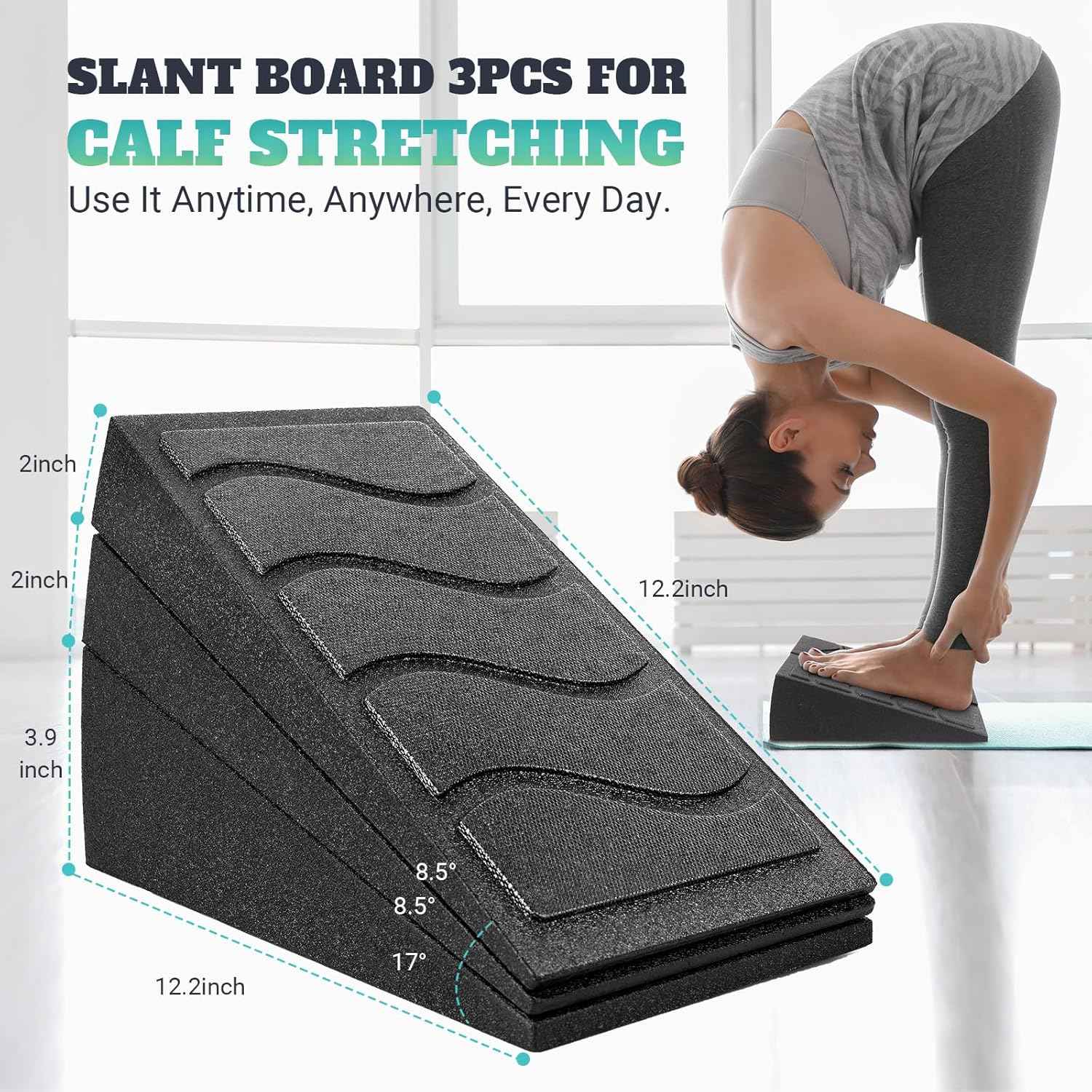 Slant Board for Calf Stretching, 5 Adjustable Angles Incline Board for Squat Wedge, 480 lbs Weight Capacity Calf Stretch Yoga Foam Wedge for Exercise, Squat, Ankle Mobility & Physical Therapy Thai Therapy by Maria
