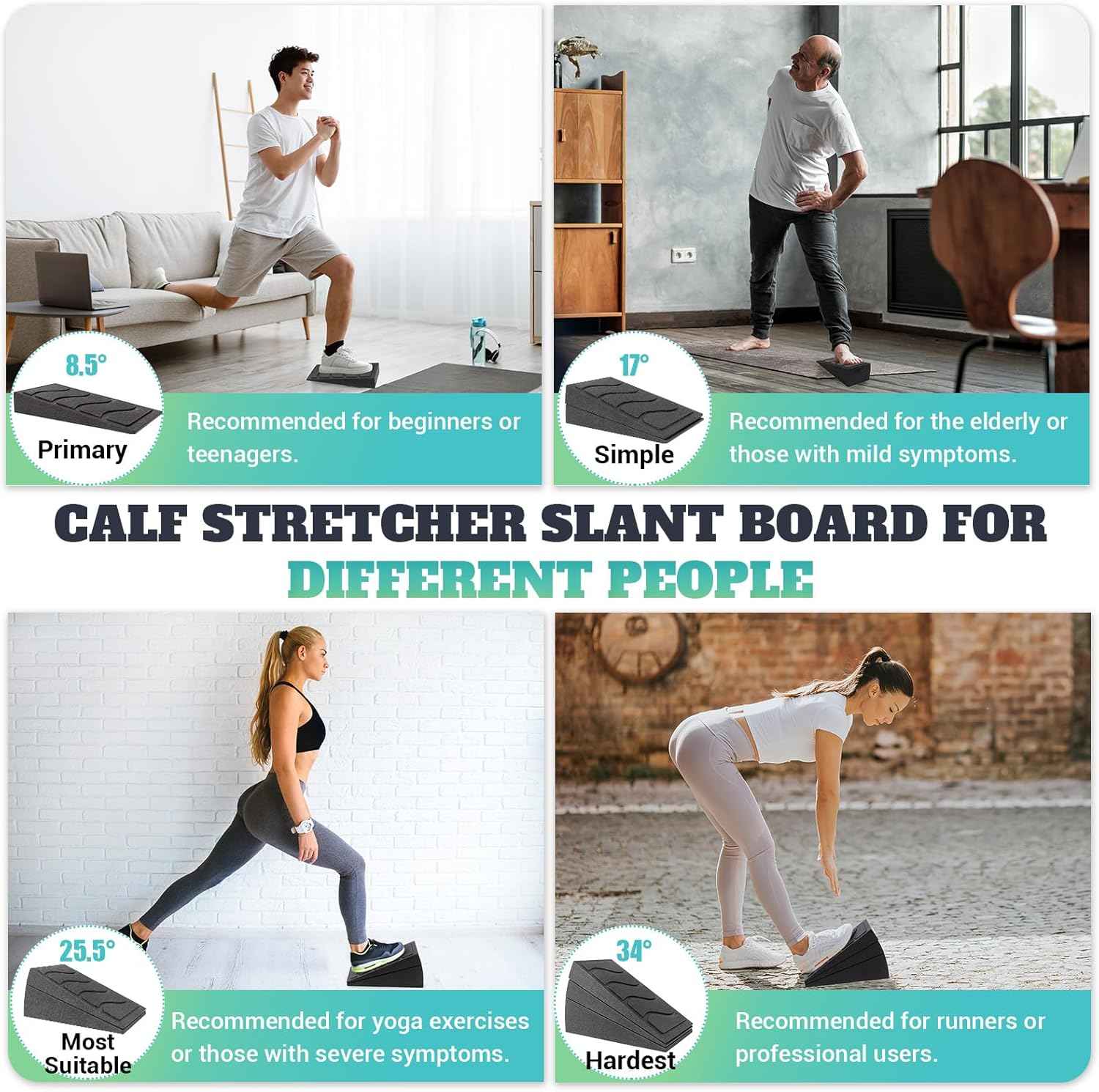 Slant Board for Calf Stretching, 5 Adjustable Angles Incline Board for Squat Wedge, 480 lbs Weight Capacity Calf Stretch Yoga Foam Wedge for Exercise, Squat, Ankle Mobility & Physical Therapy Thai Therapy by Maria