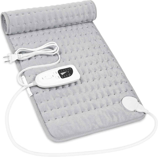Heating Pad,Electric Heating Pads for Back,Neck,Abdomen,Fathers Day Dad Gifts,Moist Heating Pad for Shoulder,Knee,Arms,Legs,Dry/Moist Heat & Auto Shut Off,Birthday Gifts for Men(Light Gray, 24''×12'')