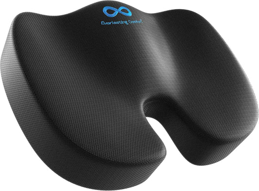Everlasting Comfort Gel Memory Foam Seat Cushion for Office Chairs & Car Seat - FSA/HSA Eligible Chair Cushions - Ergonomic Office Desk Accessories for Tailbone/Sciatica Pain Relief & Back Support